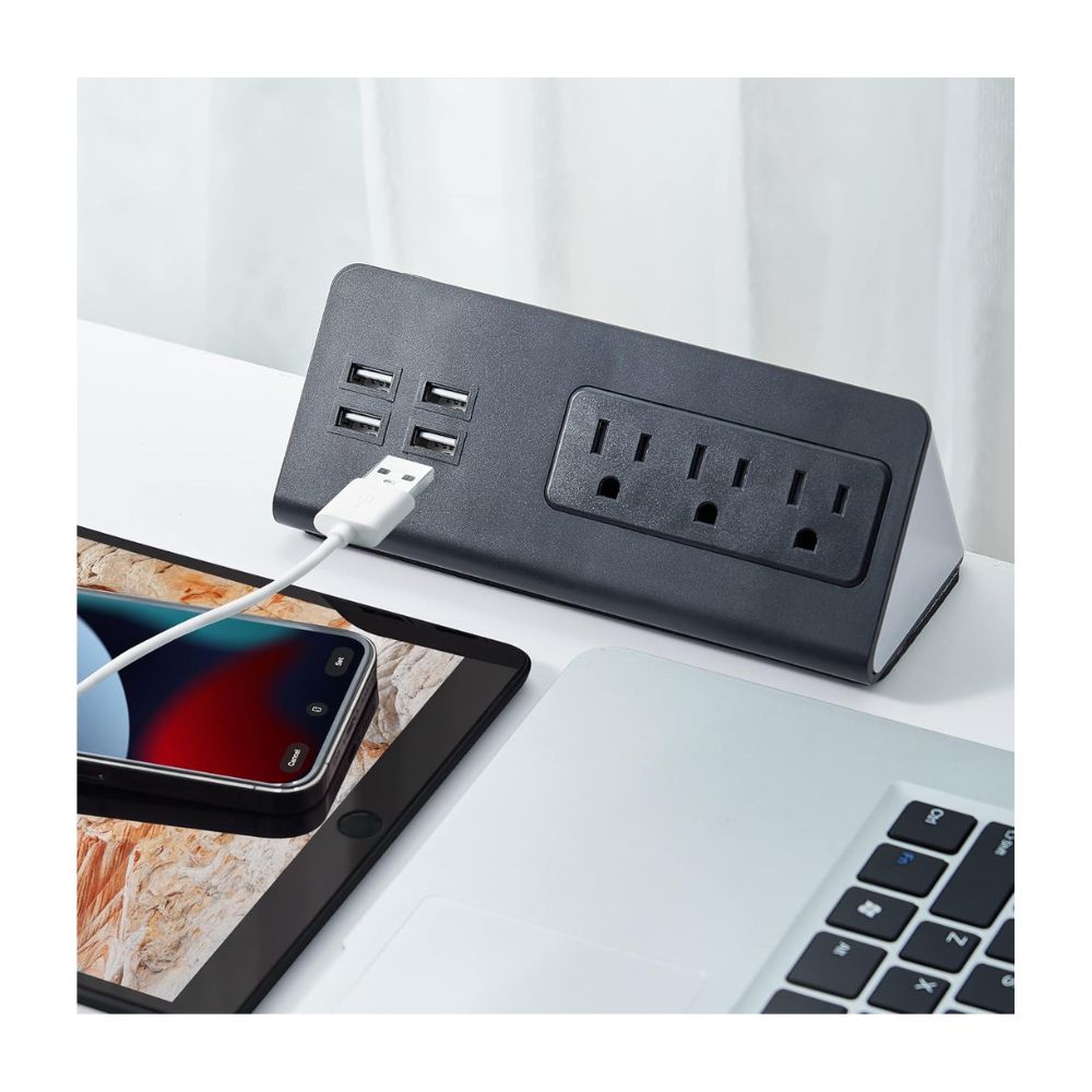 TOMACORRIENTE EMPOTRABLE, 3 ENCHUFES + 4 PUERTOS USB - 4