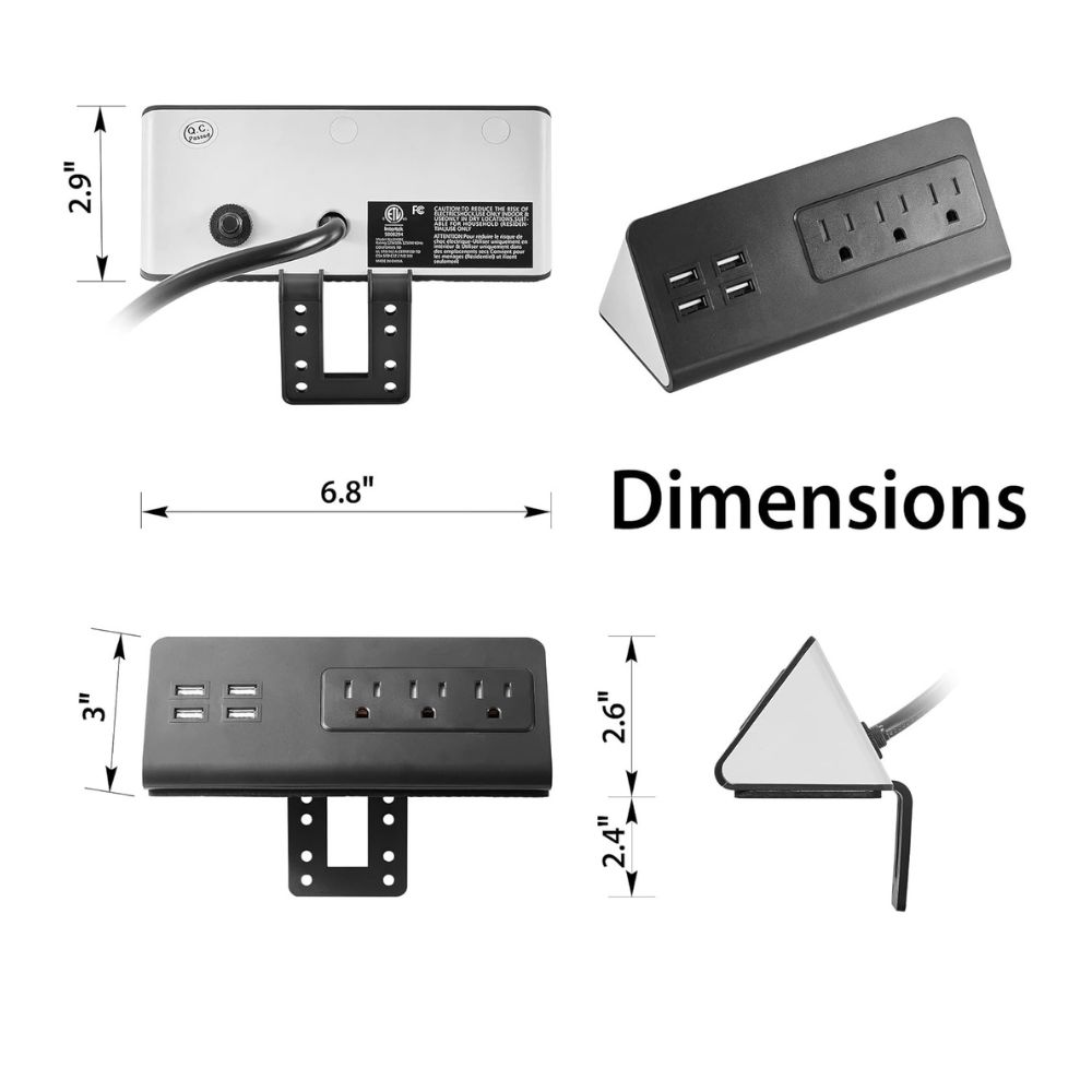 TOMACORRIENTE EMPOTRABLE, 3 ENCHUFES + 4 PUERTOS USB - 5