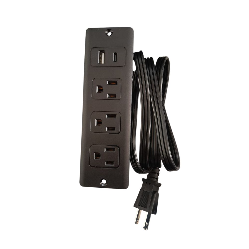 TOMACORRIENTE EMPOTRADA PARA ESCRITORIO 3 TOMAS 1 TIPO C Y USB - 1