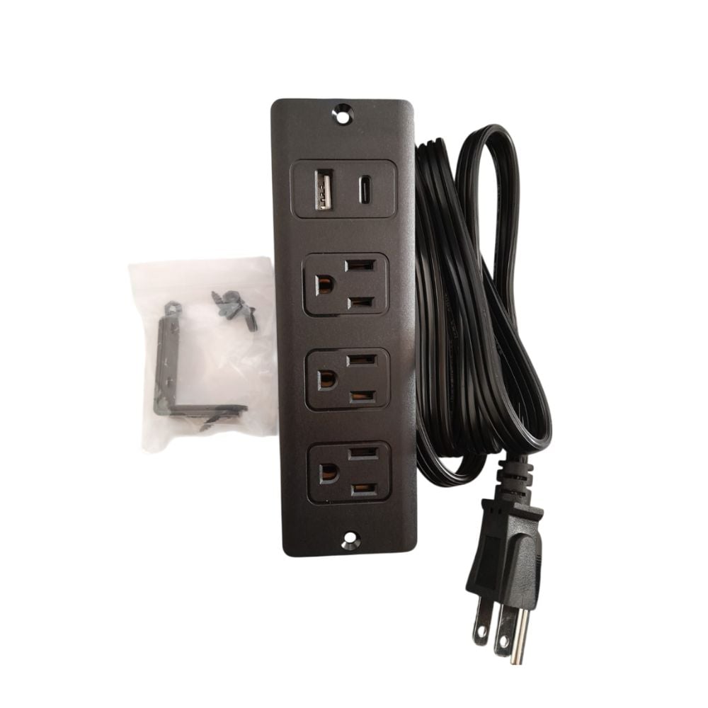 TOMACORRIENTE EMPOTRADA PARA ESCRITORIO 3 TOMAS 1 TIPO C Y USB - 3
