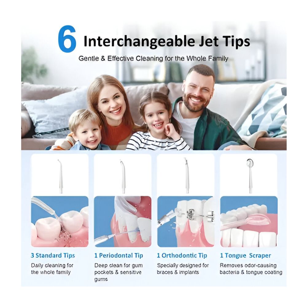 IRRIGADOR DENTAL ELÉCTRICO PORTÁTIL, 6 BOQUILLAS CARGA USB - 2
