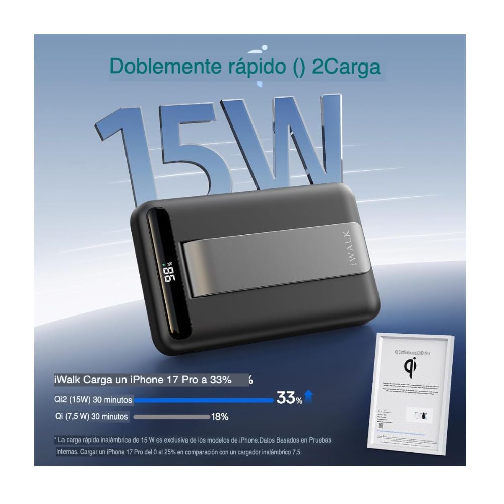 BATERÍA MAGSAFE IWALK 10K CON STAND PARA IPHONE 12 AL 16 - 2