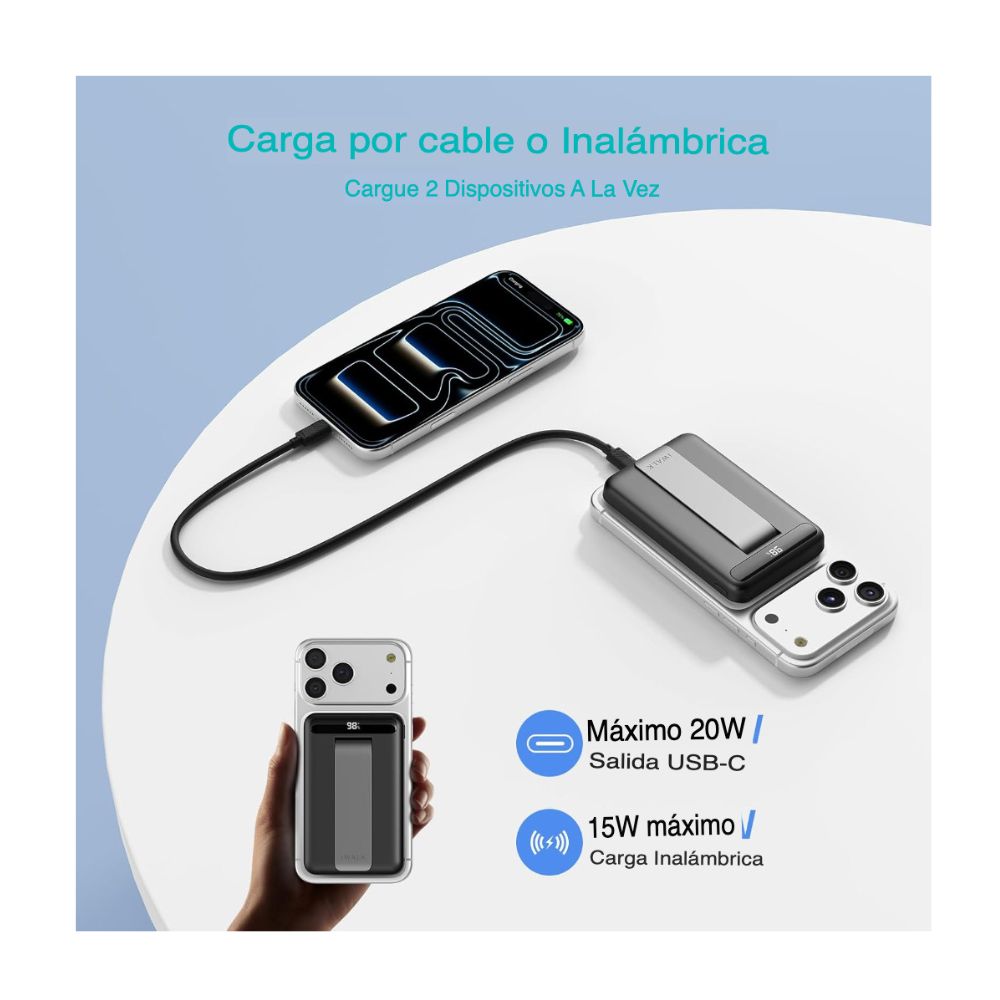 BATERÍA MAGSAFE IWALK 10K CON STAND PARA IPHONE 12 AL 16 - 5