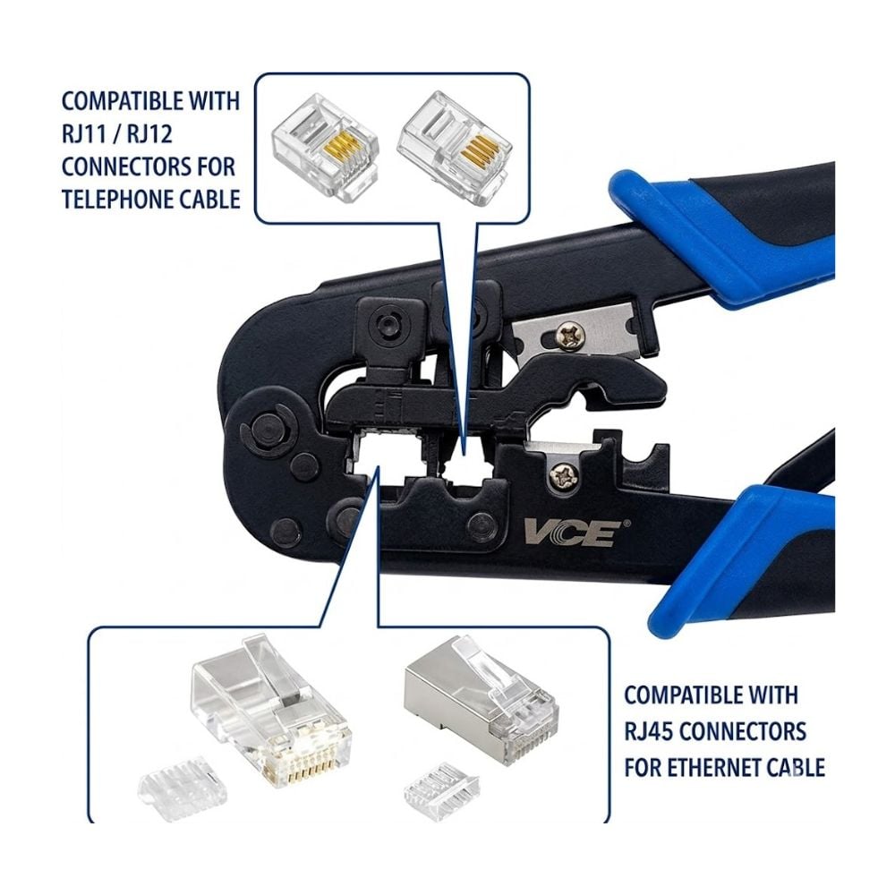 CRIMPADORA PRO 3-EN-1: ALICATE PARA REDES RJ45, RJ11 Y RJ12 - 3