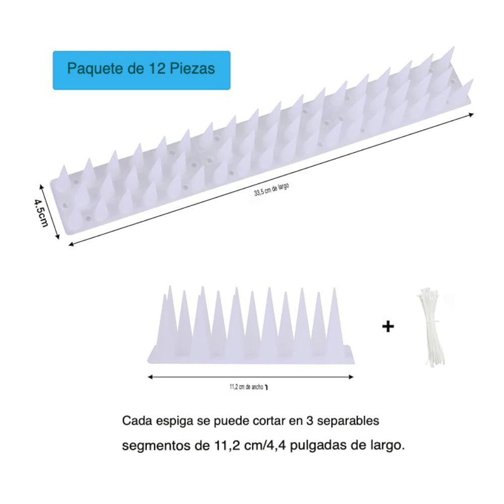 KIT 12 PÚAS ANTIPÁJAROS EXTERIOR – 5.4 METROS TOTALES - 2