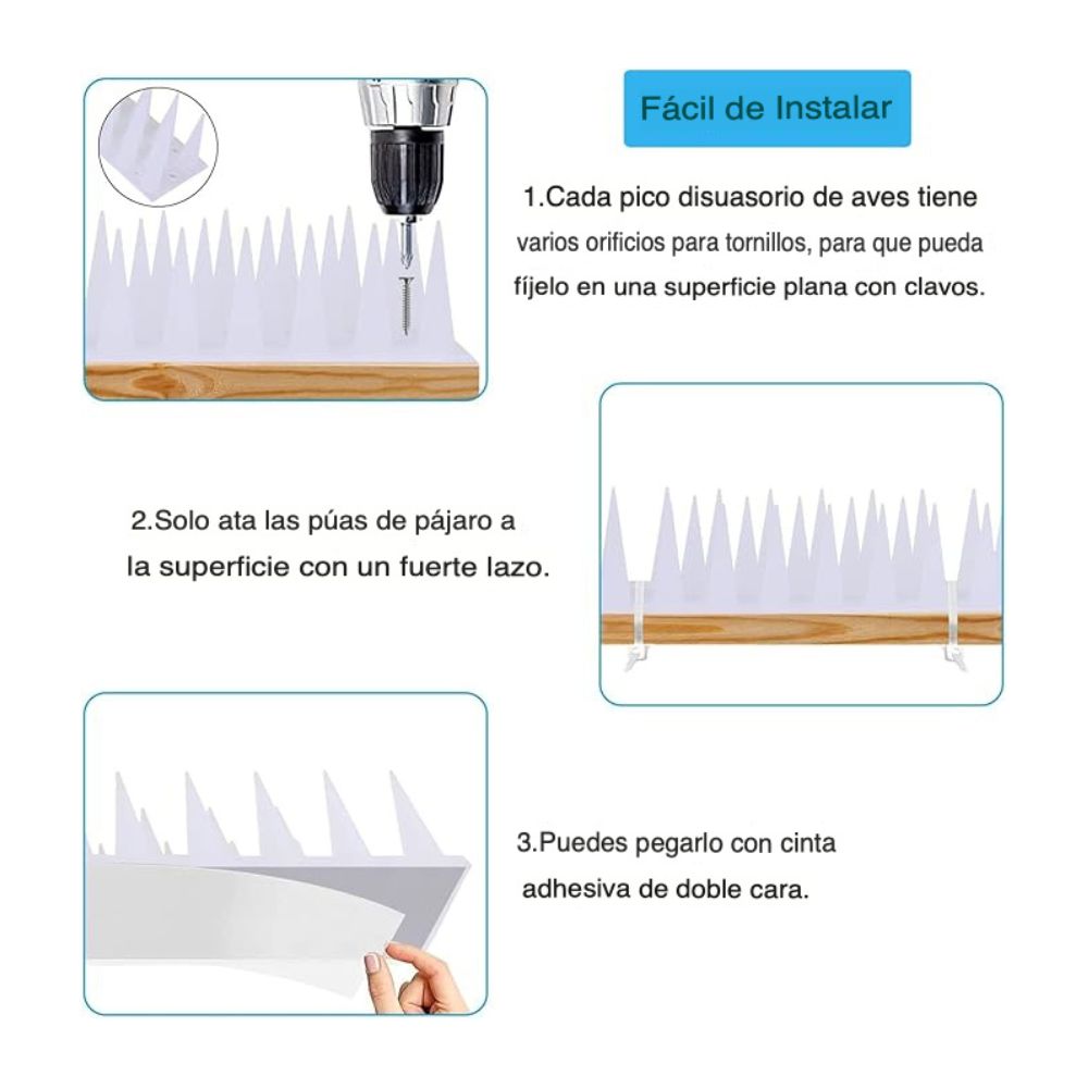 KIT 12 PÚAS ANTIPÁJAROS EXTERIOR – 5.4 METROS TOTALES - 3
