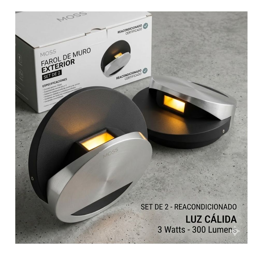 SET DE 2 FAROLES EXTERIOR 3W LUZ CÁLIDA 300LM - 3