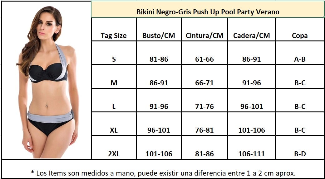 BIKINI PUSH UP MUJER GENIEKA NEGRO POOL PART SEXY PLAYA - 6