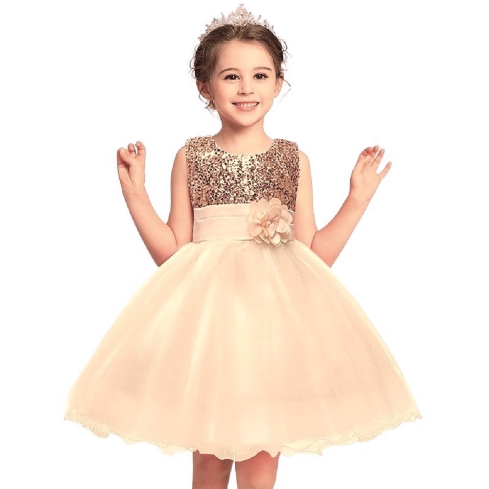 VESTIDO MIDI BEBÉ NIÑA GENIEKA MELÓN LITTLE GIRL GOLDEN DORADO CUMPLEAÑOS BAUTIZO FIESTA - 1