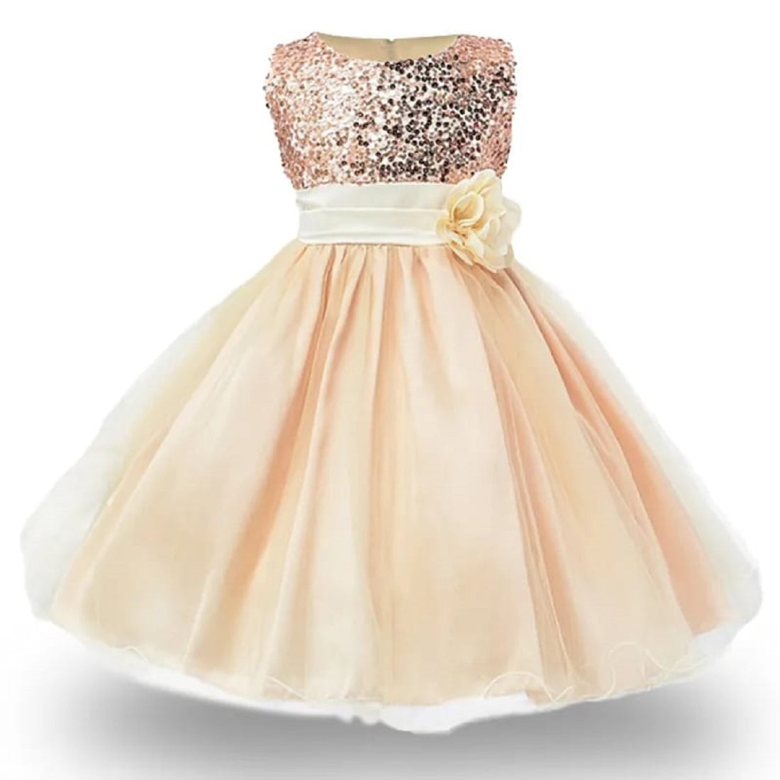 VESTIDO MIDI BEBÉ NIÑA GENIEKA MELÓN LITTLE GIRL GOLDEN DORADO CUMPLEAÑOS BAUTIZO FIESTA - 3