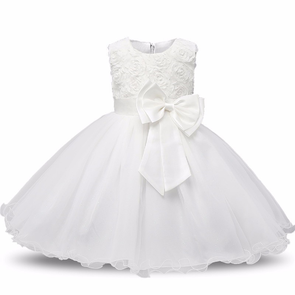 VESTIDO BEBÉ NIÑA GENIEKA BLANCO LITTLE GIRL WHITE BAUTIZO CUMPLEAÑOS FIESTA - 1