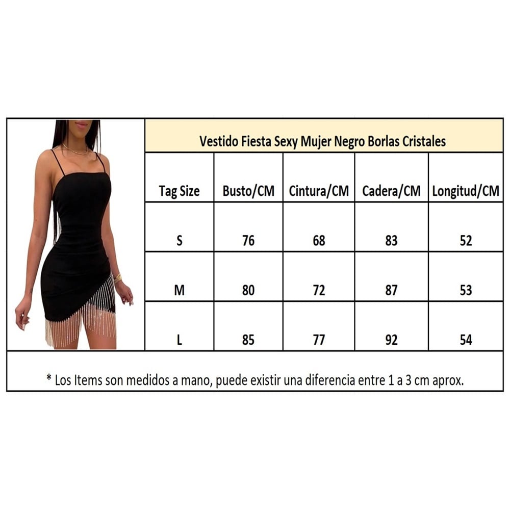 VESTIDO MINI CEÑIDO MUJER GENIEKA NEGRO BLACK SEXY BORLAS CRISTALES DE FIESTA BORLAS CRISTALES VERANO AÑO NUEVO - 4
