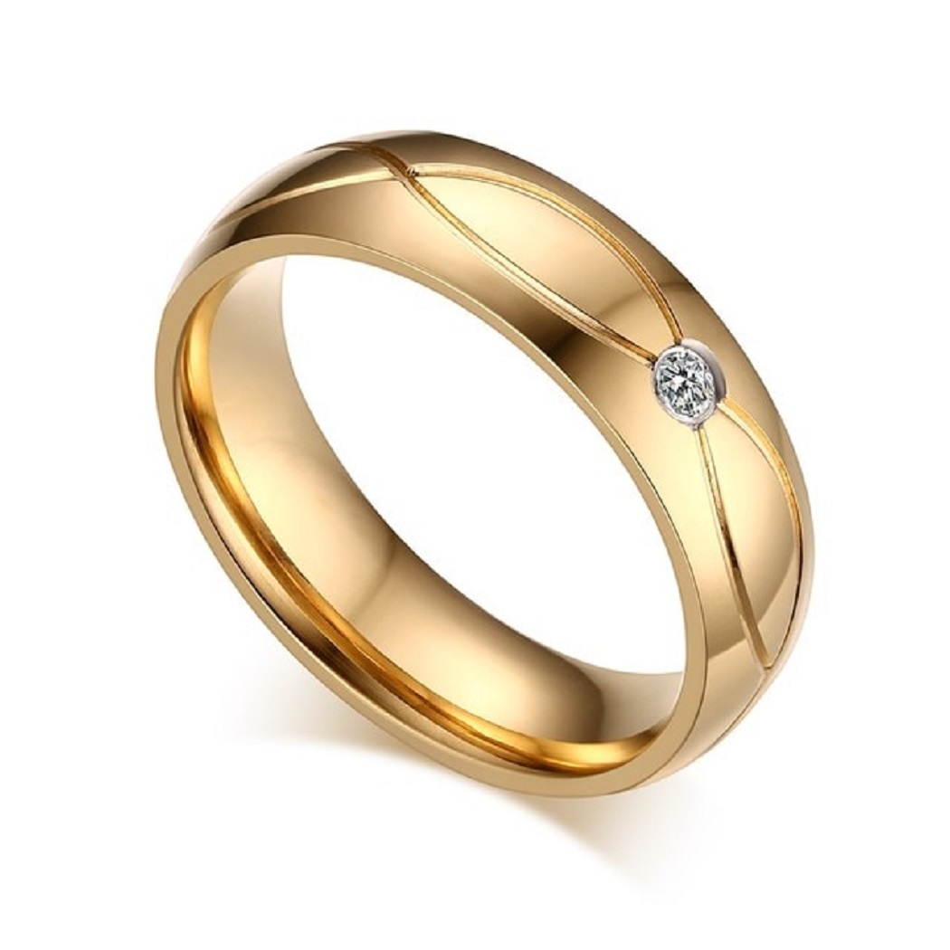 ARO DE MATRIMONIO MUJER GENIEKA ALL LUXURY BAÑADO EN ORO 18K ANILLOS NOVIOS BODAS ALIANZAS ANIVERSARIO - 1