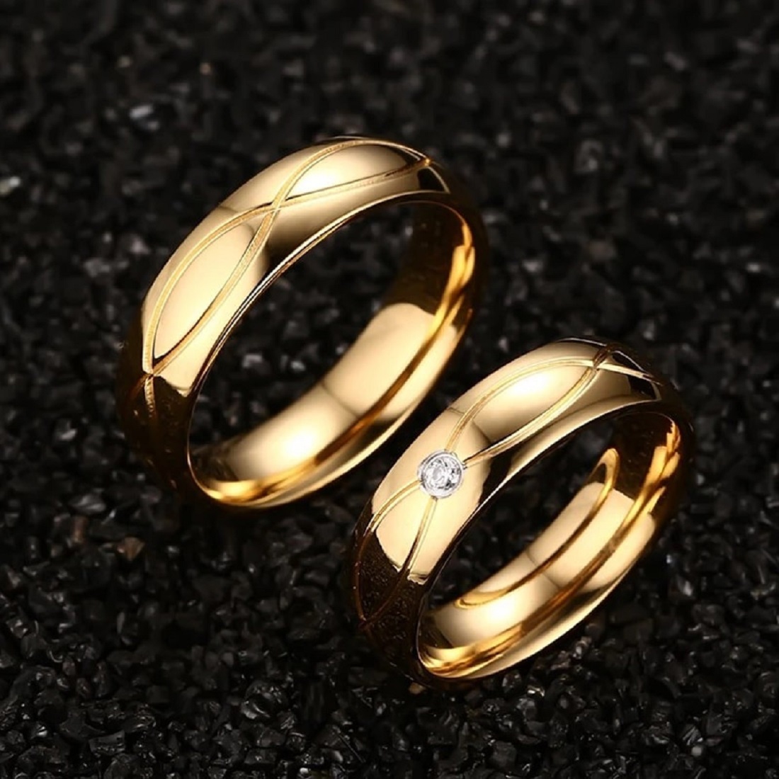 ARO DE MATRIMONIO MUJER GENIEKA ALL LUXURY BAÑADO EN ORO 18K ANILLOS NOVIOS BODAS ALIANZAS ANIVERSARIO - 4