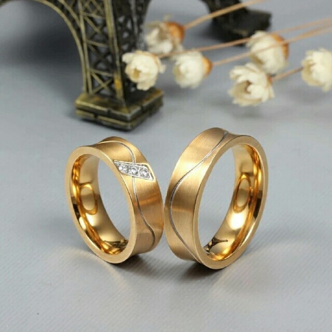 ARO DE MATRIMONIO MUJER GENIEKA PASSIONATE BAÑADO EN ORO 18K ANILLOS NOVIOS BODAS ALIANZAS ANIVERSARIO - 4