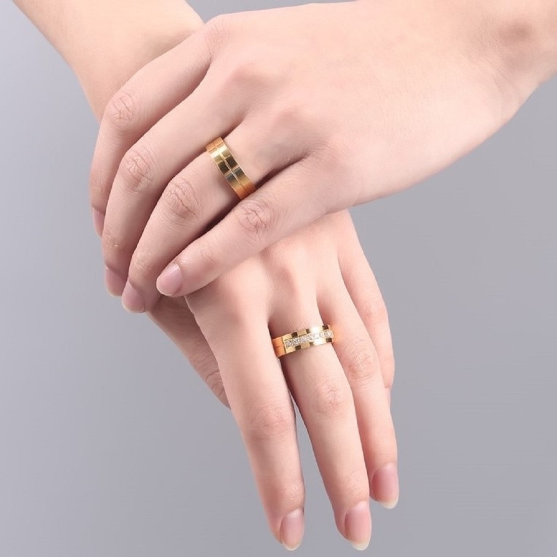 ARO DE MATRIMONIO MUJER GENIEKA DIAMONDS DREAM BAÑADO EN ORO 18K ANILLOS NOVIOS BODAS ALIANZAS ANIVERSARIO - 4