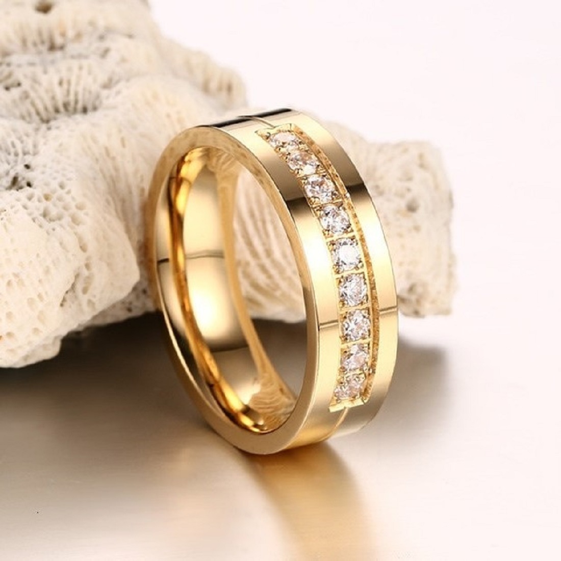 ARO DE MATRIMONIO MUJER GENIEKA DIAMONDS DREAM BAÑADO EN ORO 18K ANILLOS NOVIOS BODAS ALIANZAS ANIVERSARIO - 5