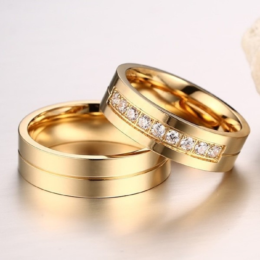 ARO DE MATRIMONIO MUJER GENIEKA DIAMONDS DREAM BAÑADO EN ORO 18K ANILLOS NOVIOS BODAS ALIANZAS ANIVERSARIO - 6