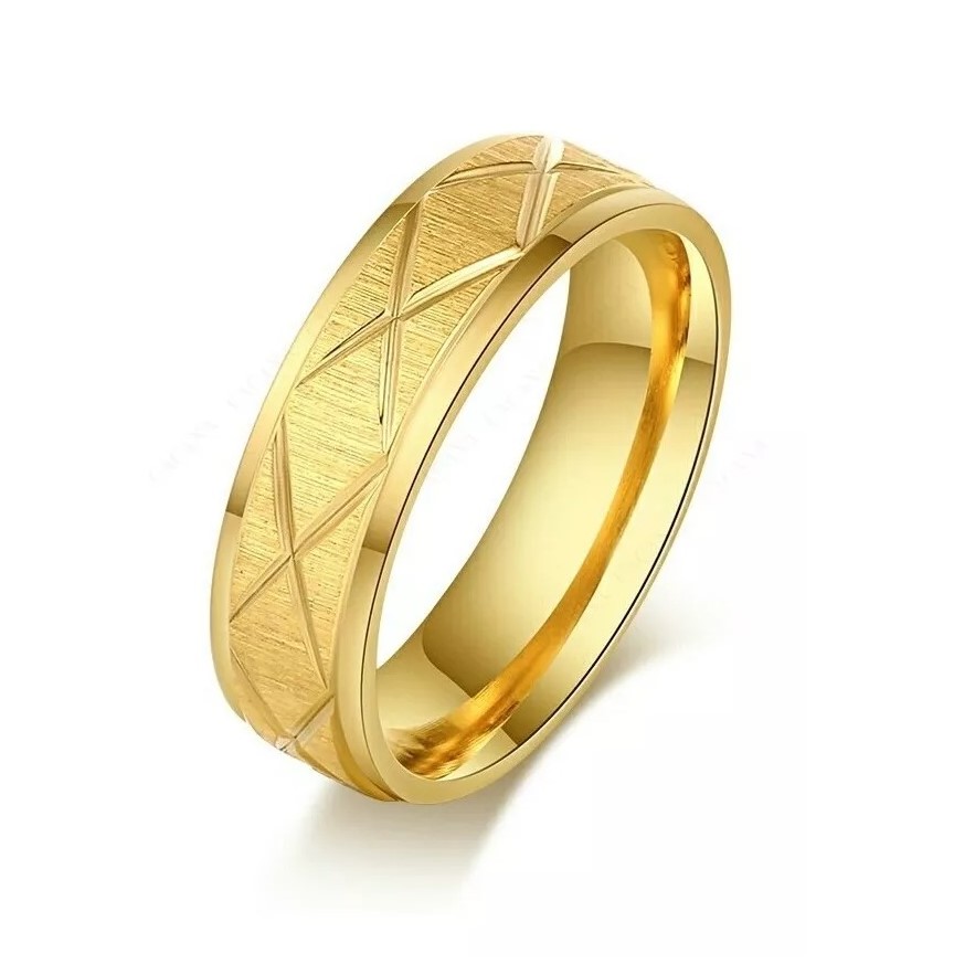 ARO DE MATRIMONIO GENIEKA LINEAS CRUZADAS BAÑADO EN ORO 18K ANILLOS NOVIOS BODAS ALIANZAS ANIVERSARIO - 2