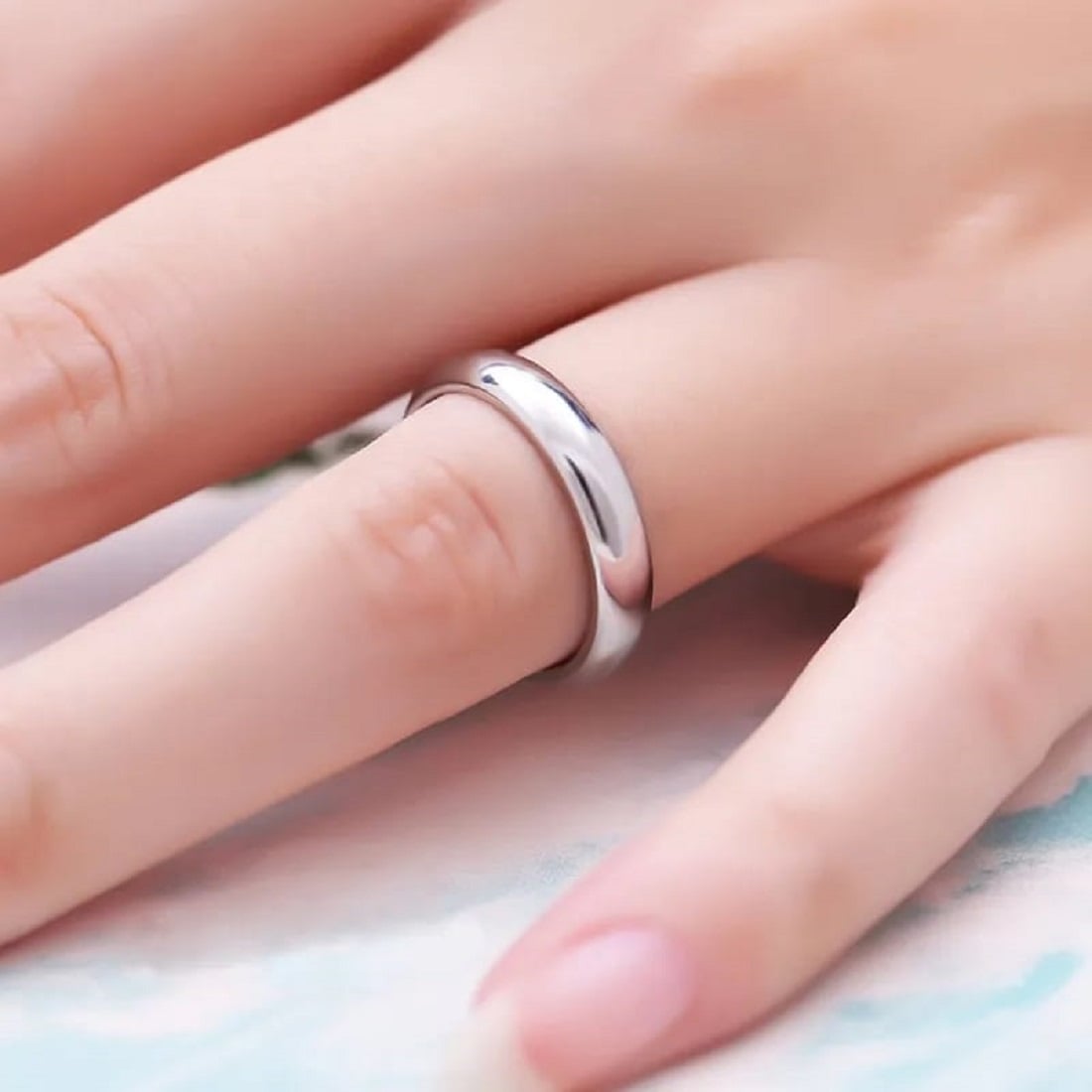 ARO DE MATRIMONIO MUJER GENIEKA ETERNAL HEAVEN BAÑADO EN ORO BLANCO 18K ANILLOS NOVIOS BODAS ALIANZAS ANIVERSARIO - 1