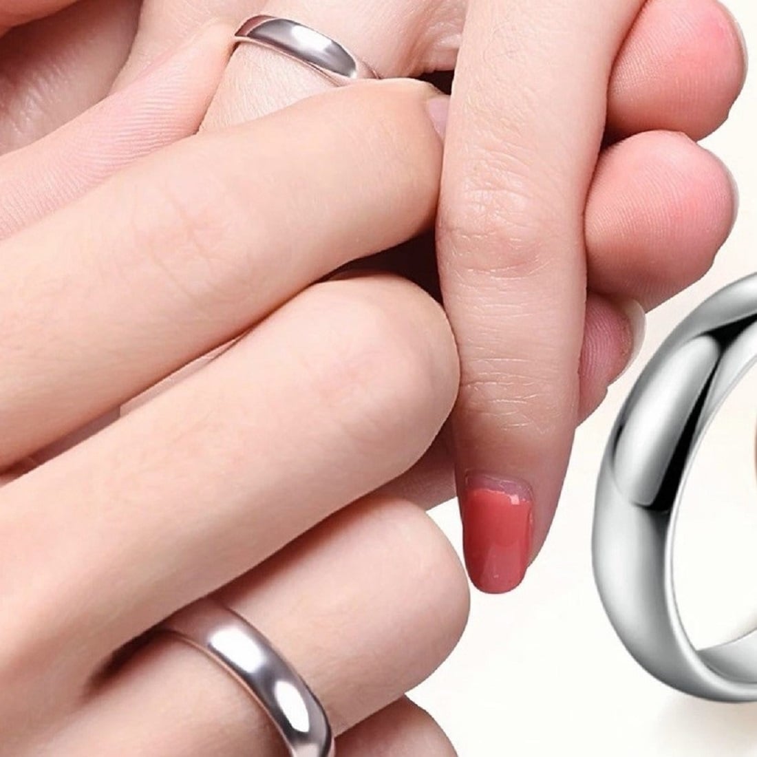 ARO DE MATRIMONIO MUJER GENIEKA ETERNAL HEAVEN BAÑADO EN ORO BLANCO 18K ANILLOS NOVIOS BODAS ALIANZAS ANIVERSARIO - 3
