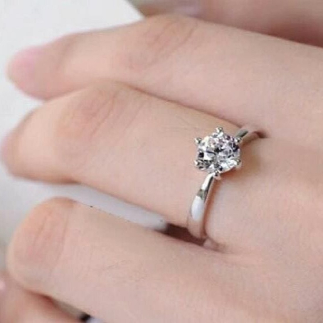 ARO DE MATRIMONIO MUJER GENIEKA SOLITARIO LOVE BAÑADO EN ORO BLANCO 18K ANILLOS NOVIOS BODAS ALIANZAS ANIVERSARIO - 2