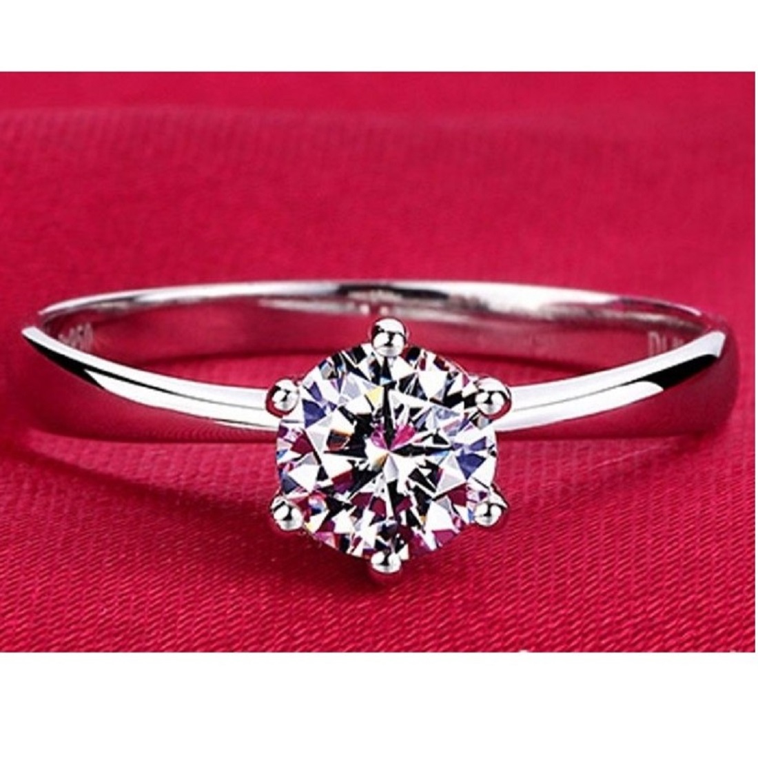 ARO DE MATRIMONIO MUJER GENIEKA SOLITARIO LOVE BAÑADO EN ORO BLANCO 18K ANILLOS NOVIOS BODAS ALIANZAS ANIVERSARIO - 6
