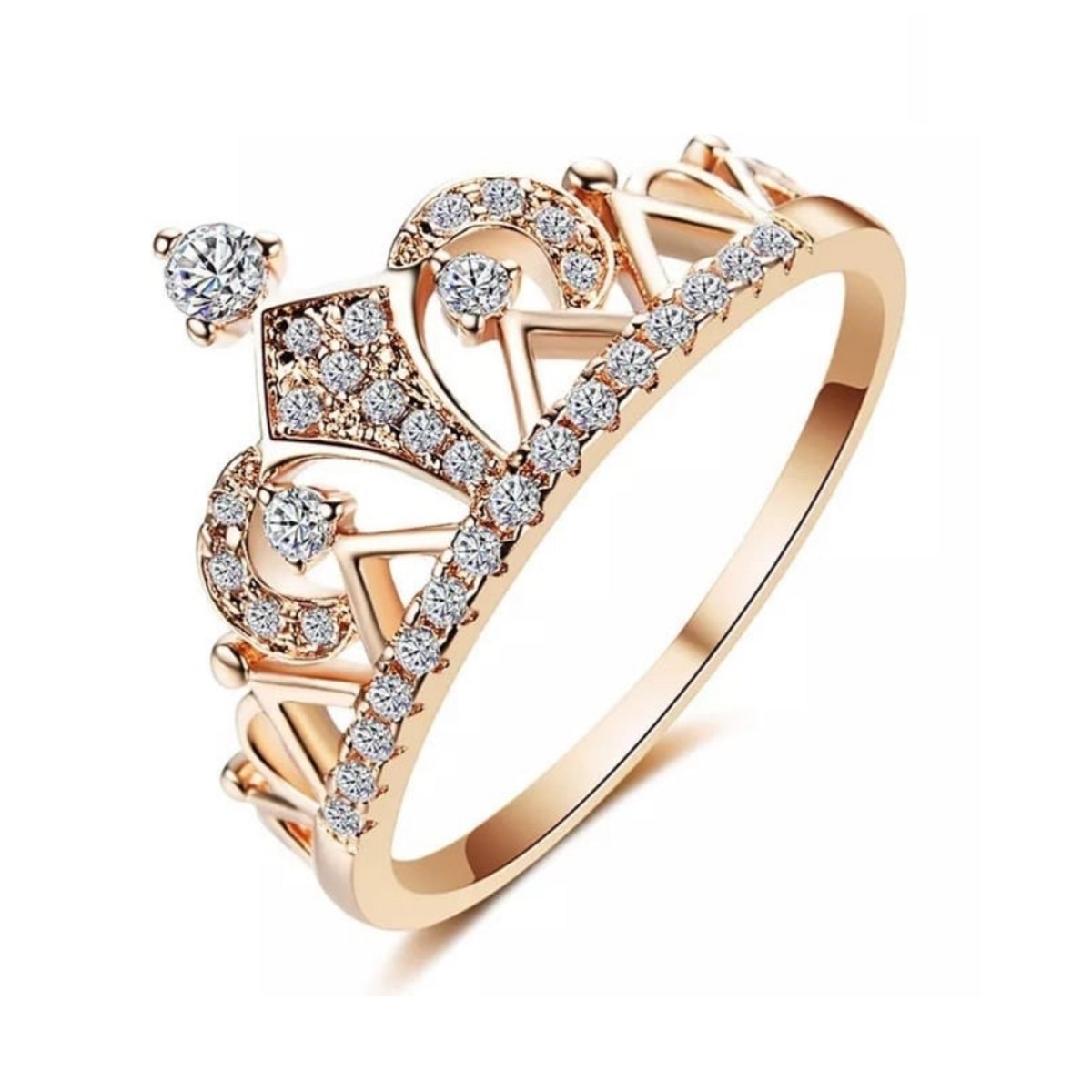 ANILLO DE COMPROMISO GENIEKA CORONA BAÑADO EN ORO 18K NOVIA ANIVERSARIO SAN VALENTIN - 1