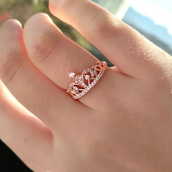 ANILLO DE COMPROMISO GENIEKA CORONA BAÑADO EN ORO 18K NOVIA ANIVERSARIO SAN VALENTIN - 4