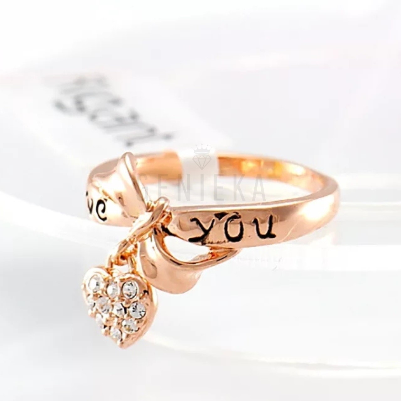 ANILLO DE COMPROMISO GENIEKA LOVE YOU BAÑADO EN ORO 18K NOVIA ANIVERSARIO SAN VALENTIN - 3