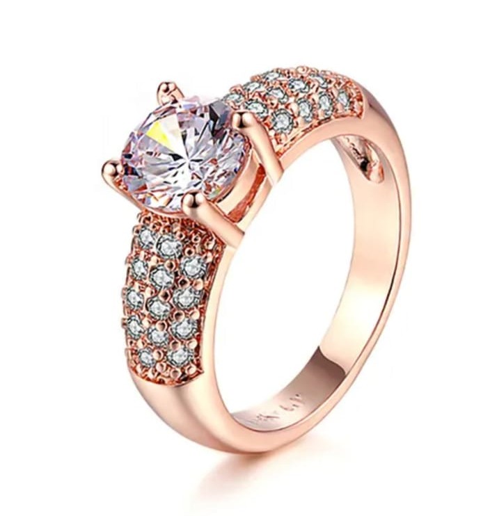 ANILLO DE COMPROMISO GENIEKA SHINY ORO DELUXE BAÑADO EN ORO 18K NOVIA ANIVERSARIO SAN VALENTIN - 3