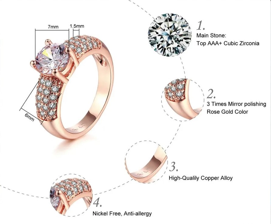 ANILLO DE COMPROMISO GENIEKA SHINY ORO DELUXE BAÑADO EN ORO 18K NOVIA ANIVERSARIO SAN VALENTIN - 4