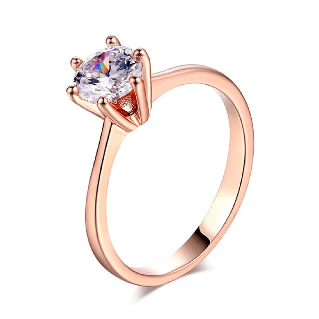 ANILLO DE COMPROMISO GENIEKA SOLITARIO GOLD BAÑADO EN ORO 18K NOVIA ANIVERSARIO SAN VALENTIN - 1