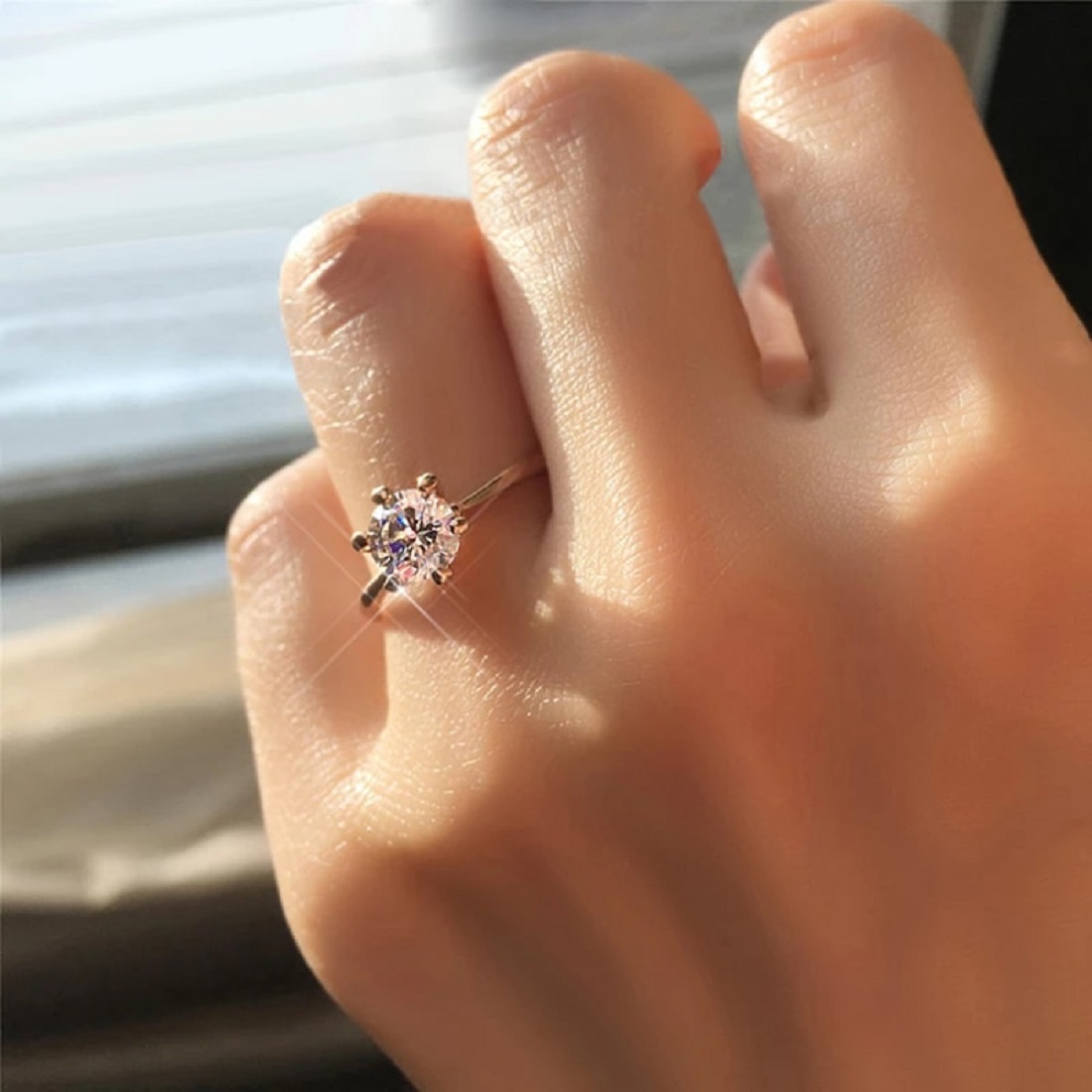 ANILLO DE COMPROMISO GENIEKA SOLITARIO GOLD BAÑADO EN ORO 18K NOVIA ANIVERSARIO SAN VALENTIN - 2