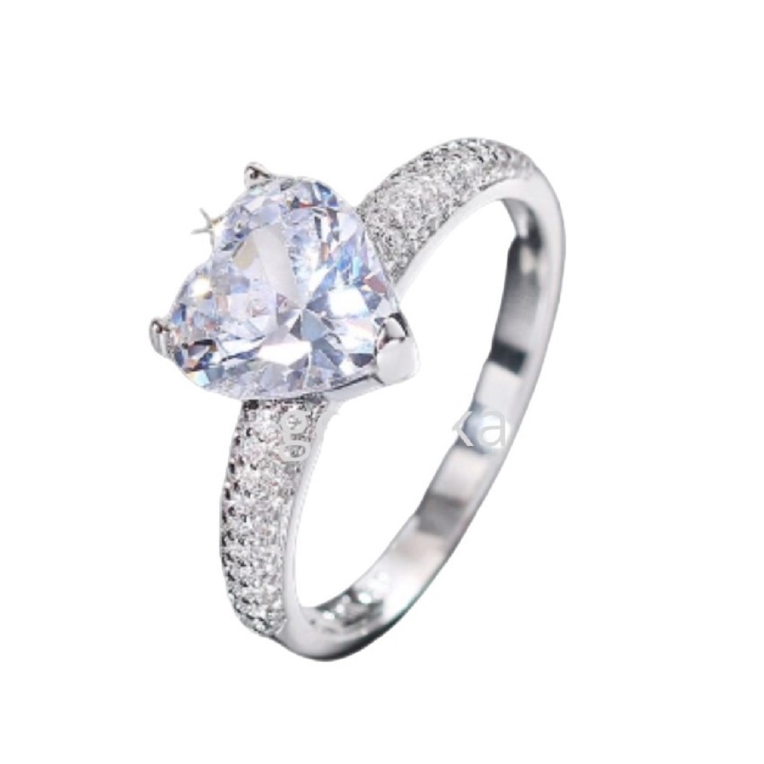 ANILLO DE COMPROMISO GENIEKA DIAMOND HEART BAÑADO EN ORO BLANCO 18K NOVIA ANIVERSARIO SAN VALENTIN - 2
