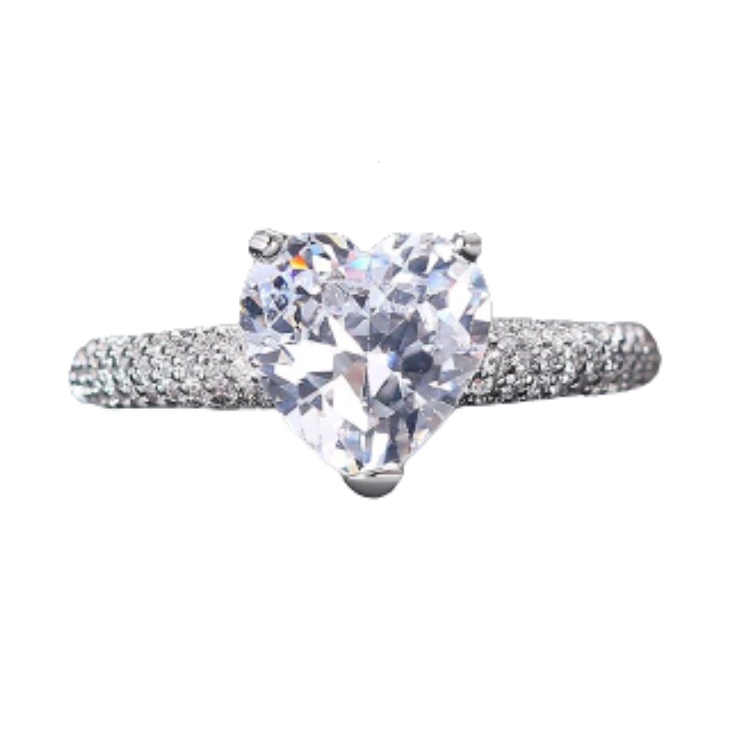 ANILLO DE COMPROMISO GENIEKA DIAMOND HEART BAÑADO EN ORO BLANCO 18K NOVIA ANIVERSARIO SAN VALENTIN - 4