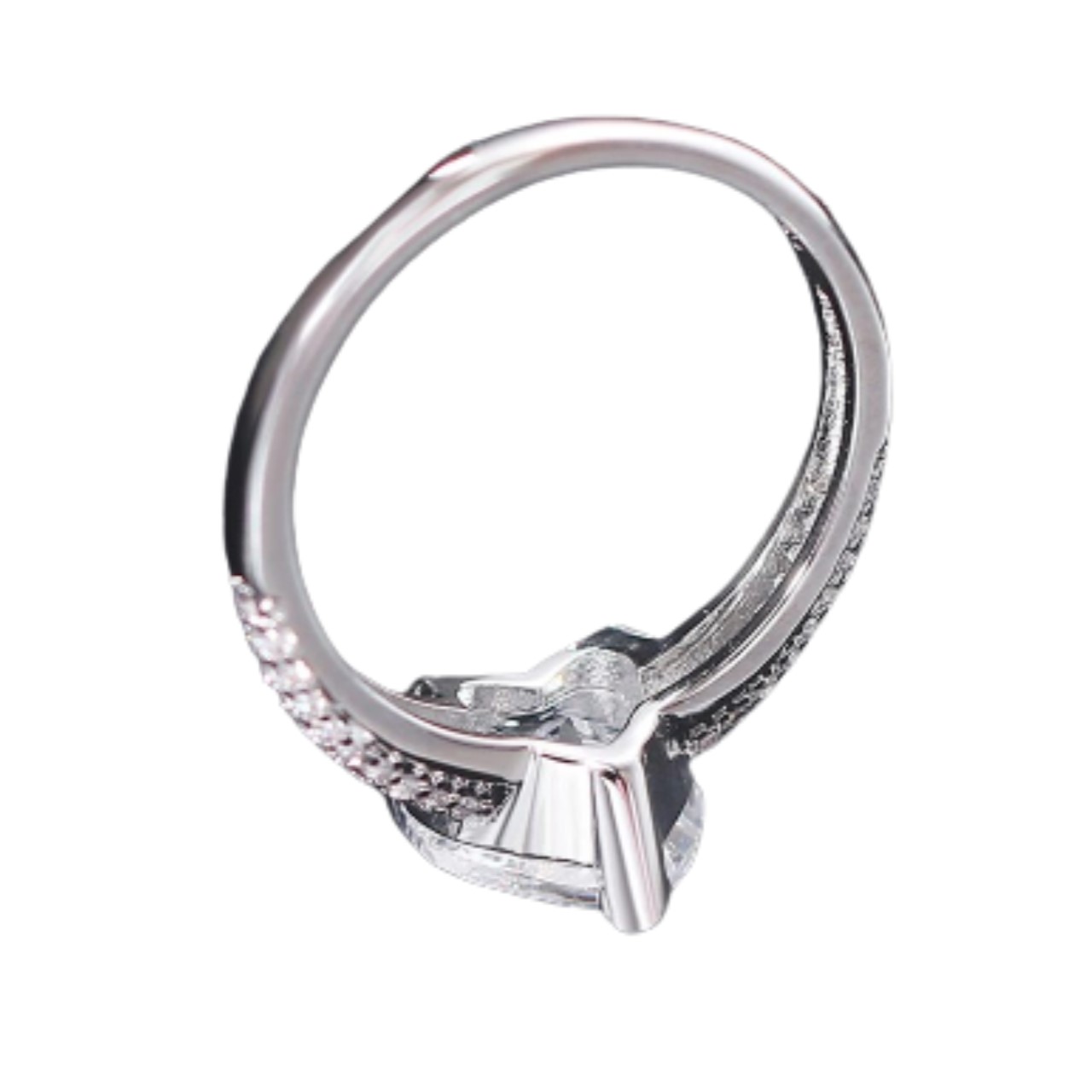 ANILLO DE COMPROMISO GENIEKA DIAMOND HEART BAÑADO EN ORO BLANCO 18K NOVIA ANIVERSARIO SAN VALENTIN - 5