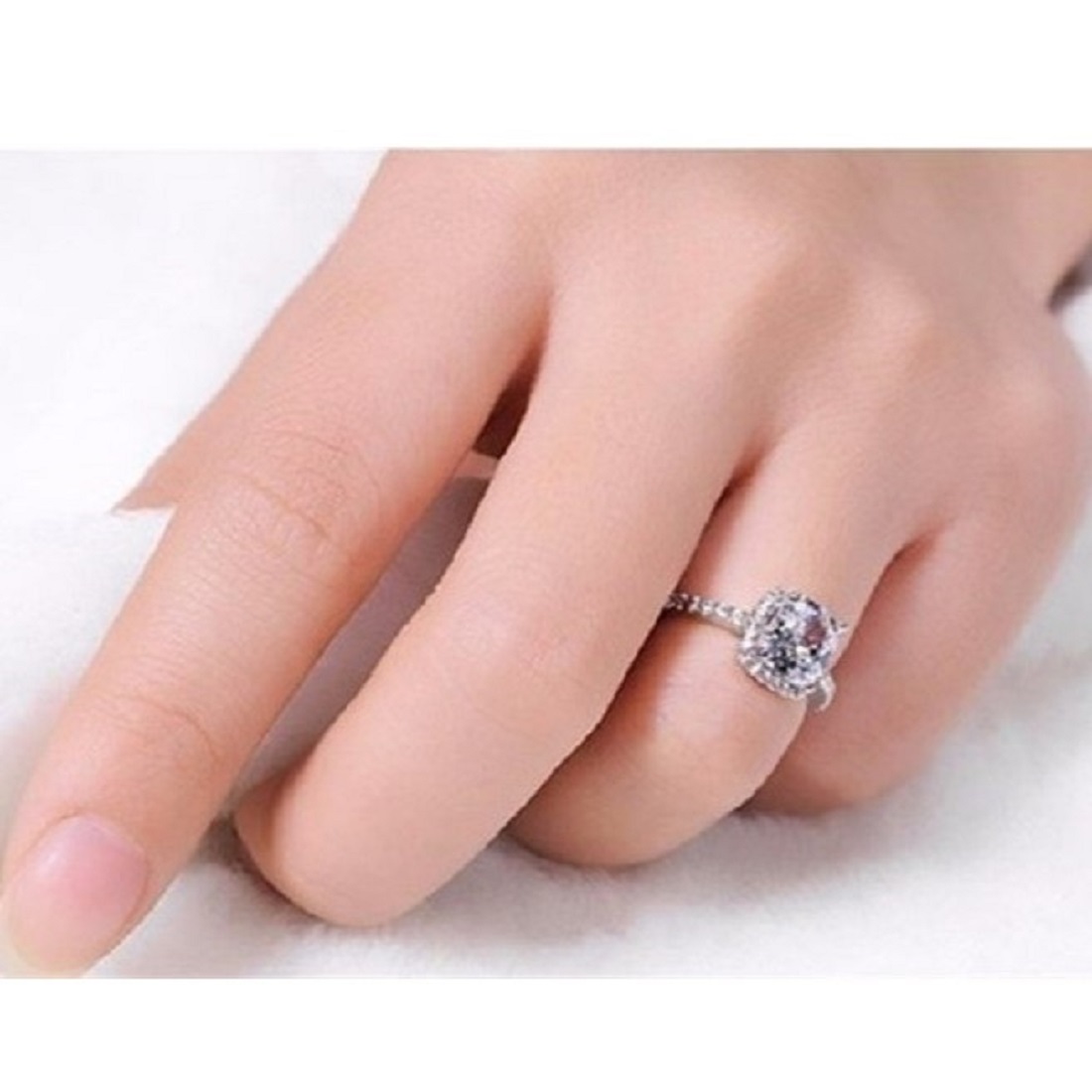ANILLO DE COMPROMISO GENIEKA DIAMONDS BAÑADO EN ORO BLANCO 18K NOVIA ANIVERSARIO SAN VALENTIN - 2