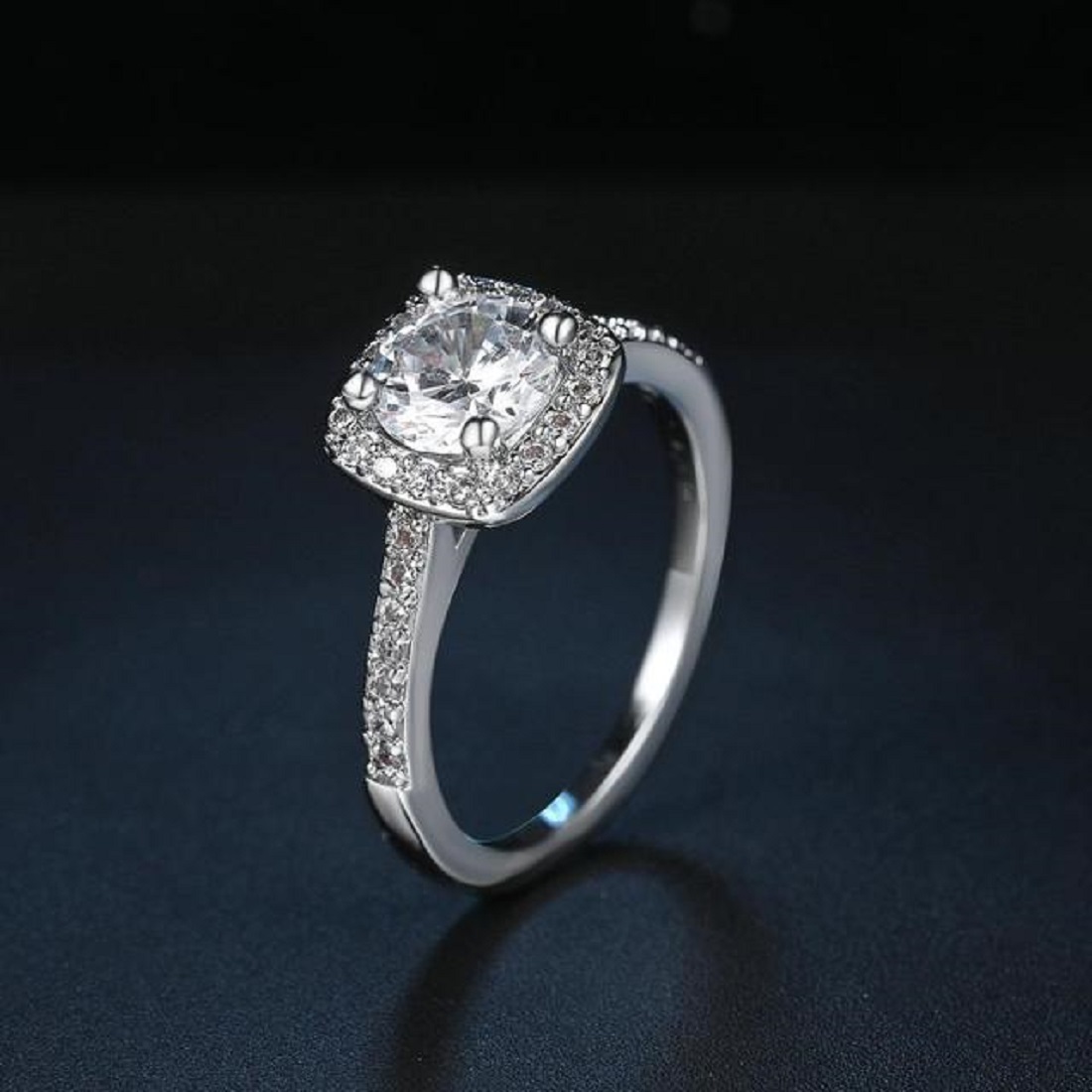 ANILLO DE COMPROMISO GENIEKA DIAMONDS BAÑADO EN ORO BLANCO 18K NOVIA ANIVERSARIO SAN VALENTIN - 3