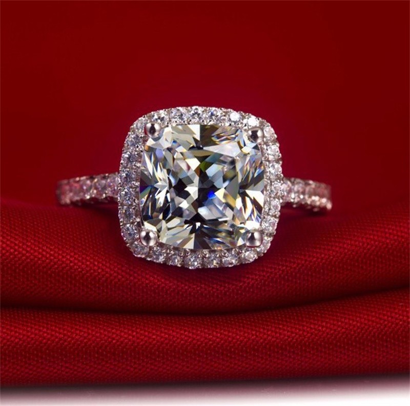 ANILLO DE COMPROMISO GENIEKA DIAMONDS BAÑADO EN ORO BLANCO 18K NOVIA ANIVERSARIO SAN VALENTIN - 5