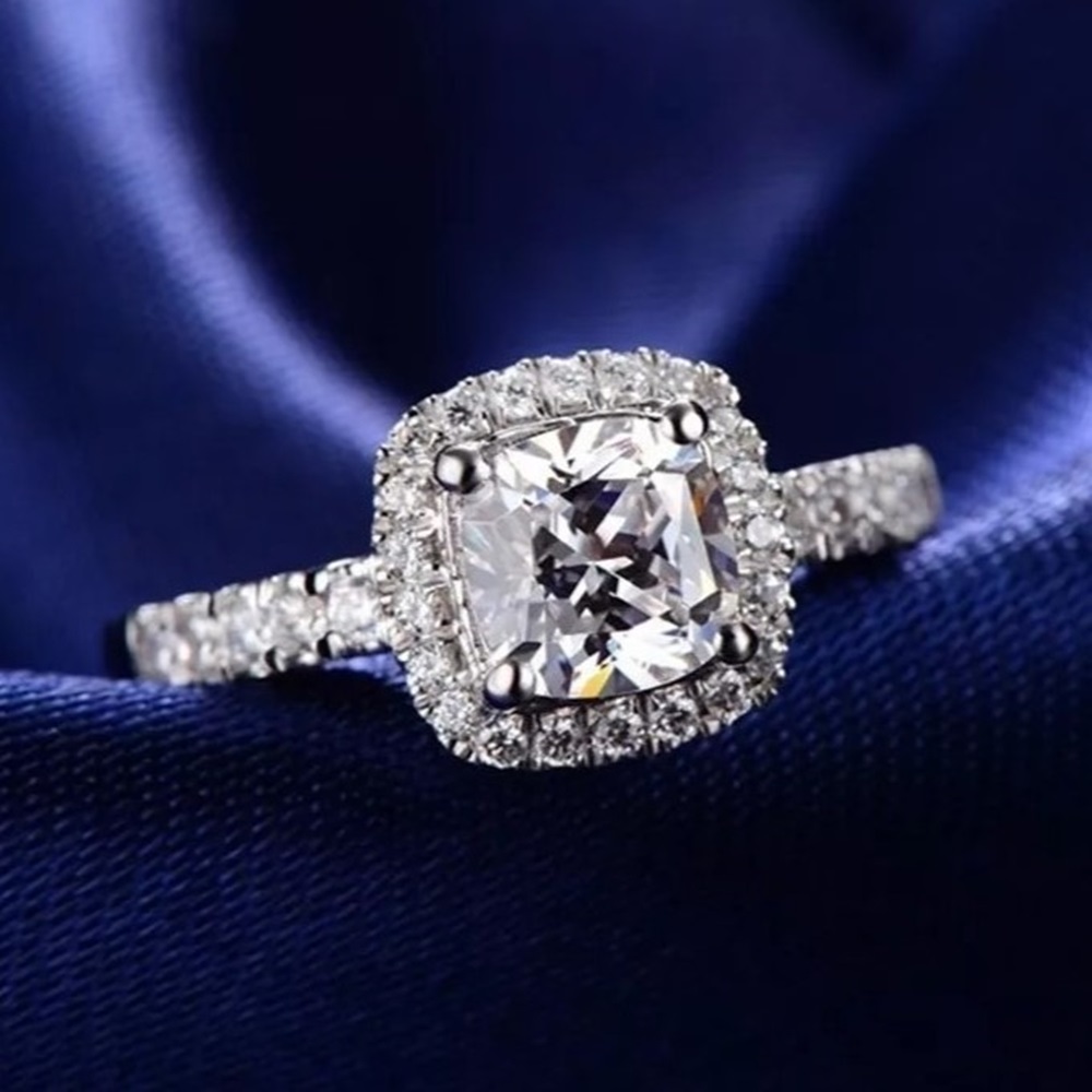 ANILLO DE COMPROMISO GENIEKA DIAMONDS BAÑADO EN ORO BLANCO 18K NOVIA ANIVERSARIO SAN VALENTIN - 6