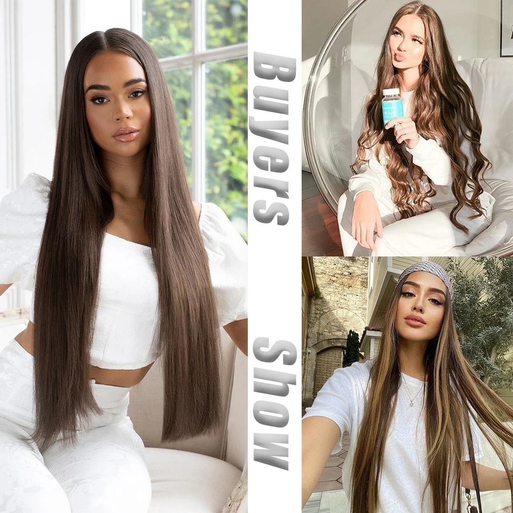 EXTENSIONES DE CABELLO LARGO 55 CM CON CLIPS POSTIZOS PEINADO LACIO RESISTENTE AL CALOR GENIEKA - 4