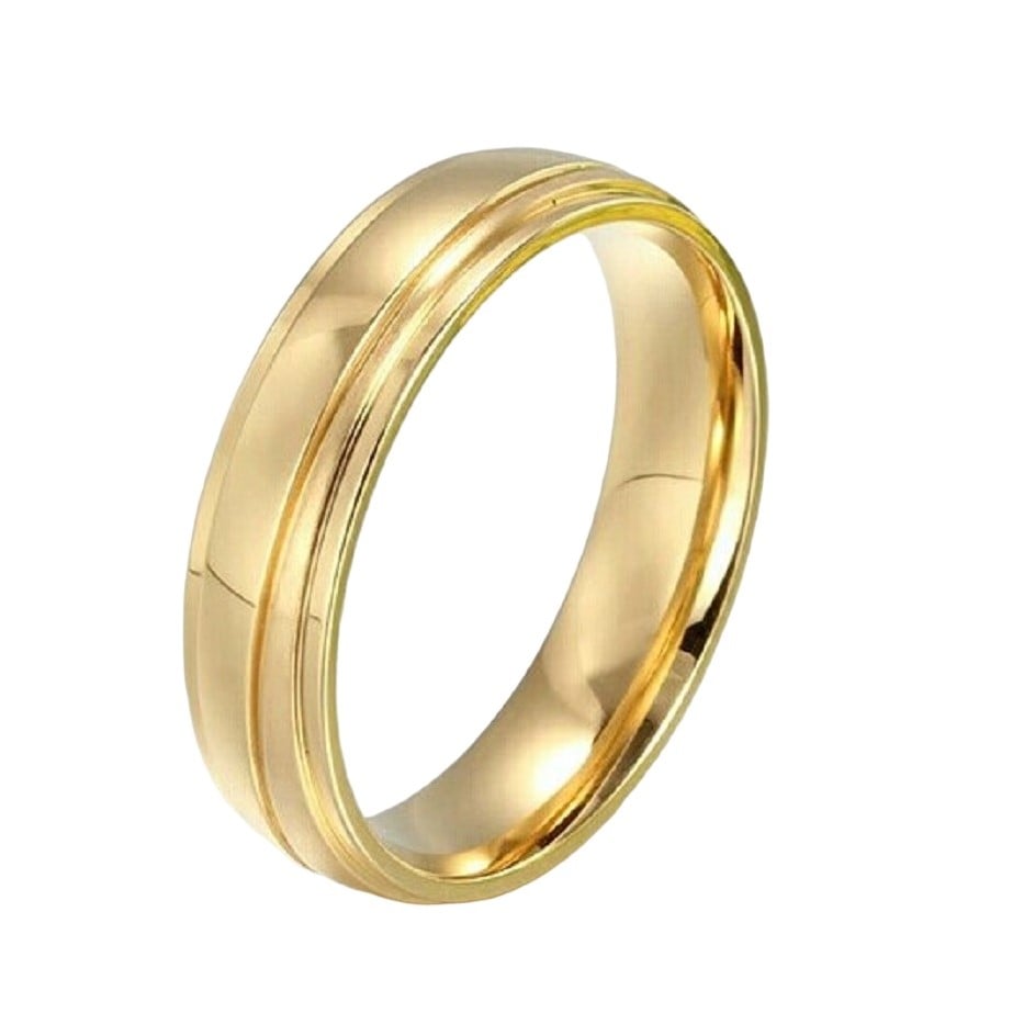 ARO DE MATRIMONIO HOMBRE GENIEKA DELUXE BAÑADO EN ORO 18K ANILLOS NOVIOS BODAS ALIANZAS ANIVERSARIO - 1