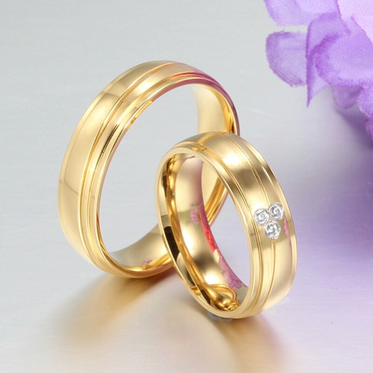 ARO DE MATRIMONIO HOMBRE GENIEKA DELUXE BAÑADO EN ORO 18K ANILLOS NOVIOS BODAS ALIANZAS ANIVERSARIO - 2