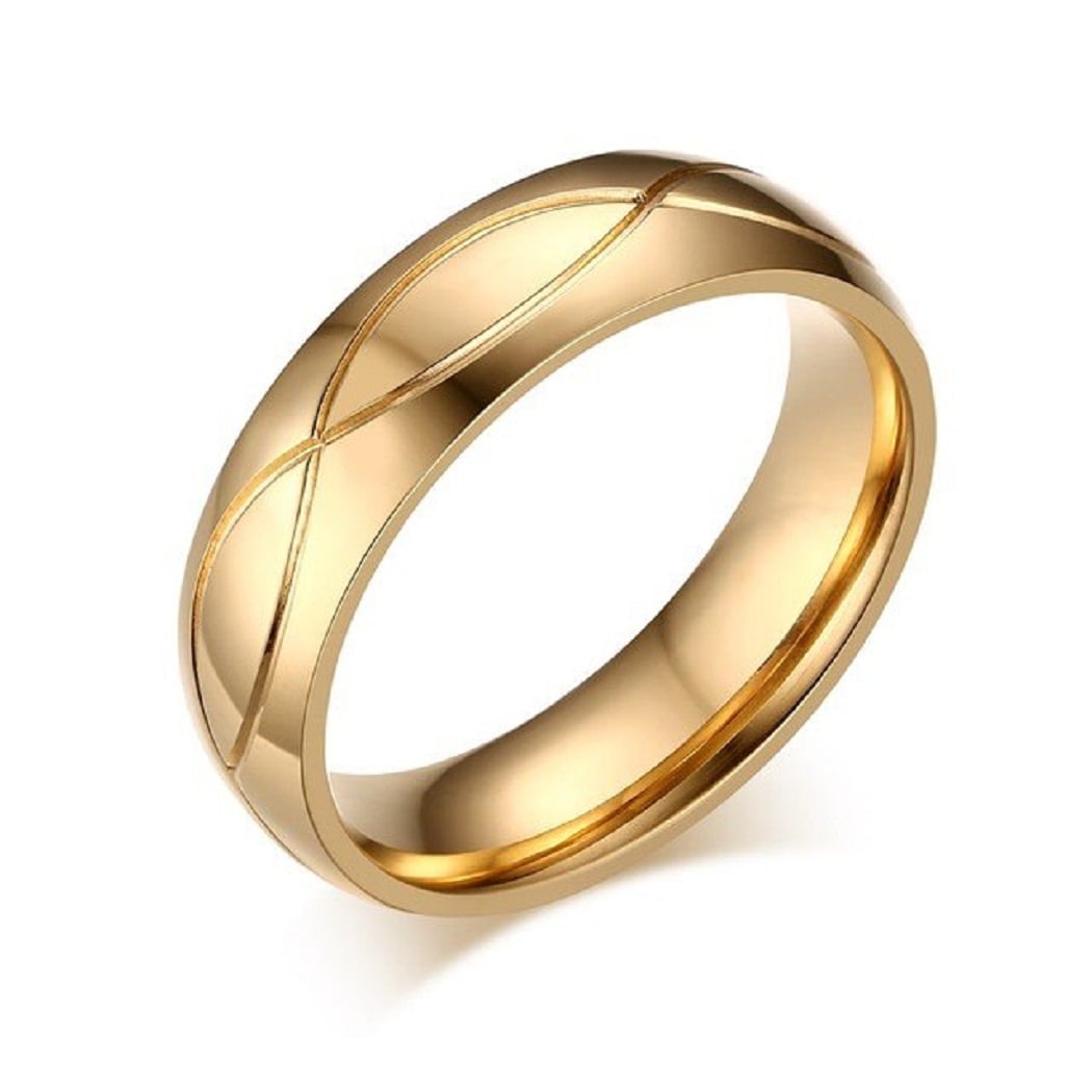 ARO DE MATRIMONIO HOMBRE GENIEKA ALL LUXURY BAÑADO EN ORO 18K ANILLOS NOVIOS BODAS ALIANZAS ANIVERSARIO - 1