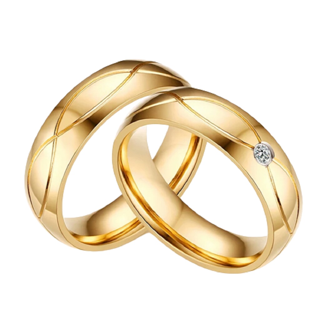 ARO DE MATRIMONIO HOMBRE GENIEKA ALL LUXURY BAÑADO EN ORO 18K ANILLOS NOVIOS BODAS ALIANZAS ANIVERSARIO - 2