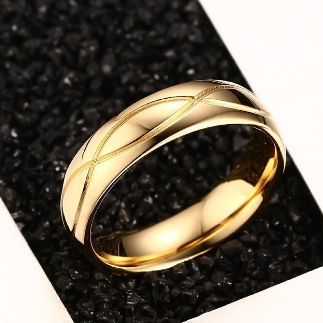 ARO DE MATRIMONIO HOMBRE GENIEKA ALL LUXURY BAÑADO EN ORO 18K ANILLOS NOVIOS BODAS ALIANZAS ANIVERSARIO - 4