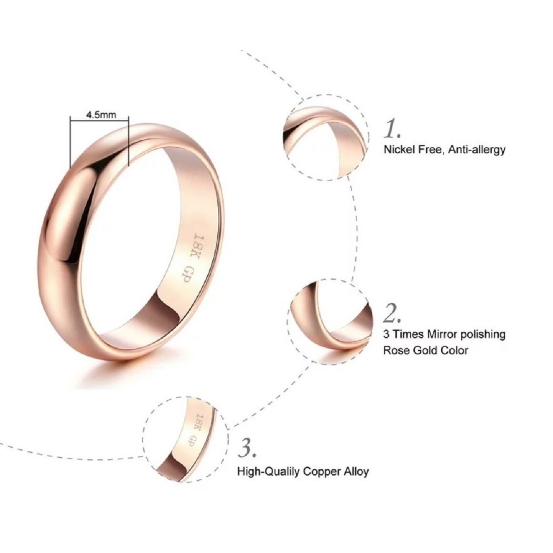 ARO DE MATRIMONIO HOMBRE GENIEKA ETERNAL LOVE BAÑADO EN ORO ROSA 18K ANILLOS NOVIOS BODAS ALIANZAS ANIVERSARIO - 4