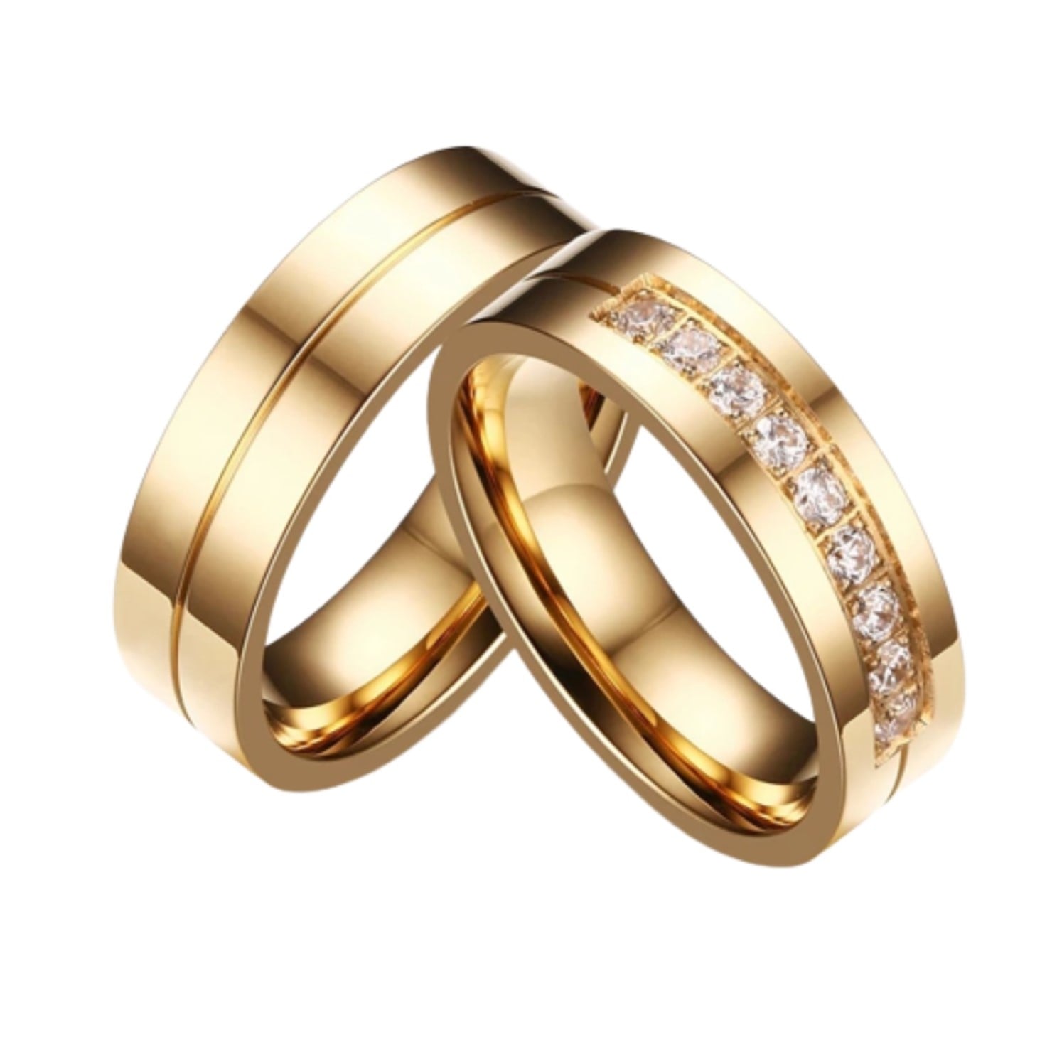 ARO DE MATRIMONIO HOMBRE GENIEKA DIAMONDS DREAM BAÑADO EN ORO 18K ANILLOS NOVIOS BODAS ALIANZAS ANIVERSARIO - 2