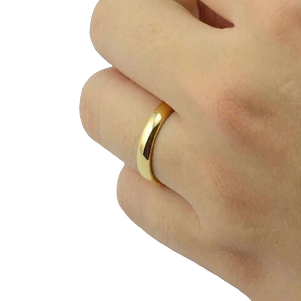 ARO DE MATRIMONIO HOMBRE GENIEKA DELGADOS BAÑADO EN ORO 18K ANILLOS NOVIOS BODAS ALIANZAS ANIVERSARIO - 2